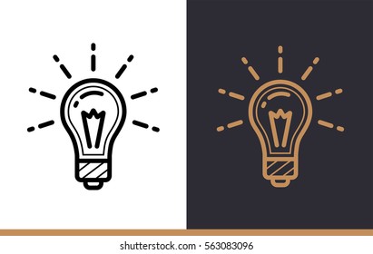 Outline creative idea icon for startup business. Vector line icons suitable for info graphics, print media and interfaces