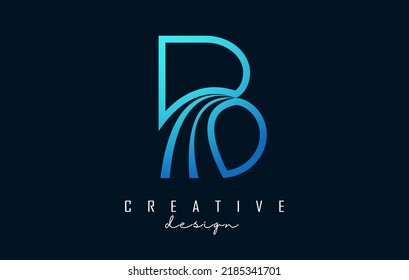 Esquema del logotipo de la letra creativa B con líneas principales y diseño del concepto de carretera. Letra B con diseño geométrico. Ilustración vectorial con letras y cortes.