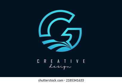 Outline Creative letter G logo with leading lines and road concept design. Letter G with geometric design. Vector Illustration with letter and cuts.