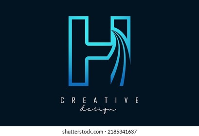 Esquema de logotipo de letra creativa H con líneas principales y diseño de concepto de carretera. Letra H con diseño geométrico. Ilustración vectorial con letras y cortes.