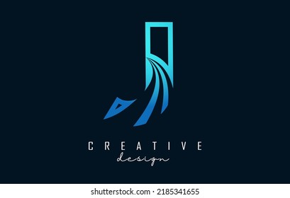 Outline Creative letter J logo with leading lines and road concept design. Letter J with geometric design. Vector Illustration with letter and cuts.