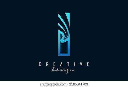 Esquema de la letra creativa i logotipo con líneas principales y diseño de concepto de carretera. Letra i con diseño geométrico. Ilustración vectorial con letras y cortes.