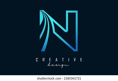 Outline Creative letter N logo with leading lines and road concept design. Letter N with geometric design. Vector Illustration with letter and cuts.