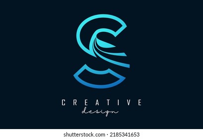 Outline Creative letter S logo with leading lines and road concept design. Letter S with geometric design. Vector Illustration with letter and cuts.