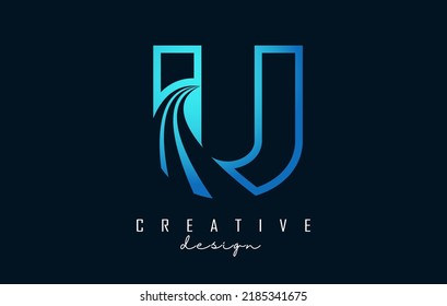 Outline Creative letter U logo with leading lines and road concept design. Letter U with geometric design. Vector Illustration with letter and cuts.