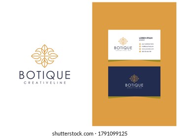 Outline Creative Minimalist Boutique Logo With Business Card