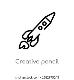 outline creative pencil rocket vector icon. isolated black simple line element illustration from general-1 concept. editable vector stroke creative pencil rocket icon on white background