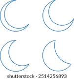 outline crescent moon icon set, outline crescent moon design element