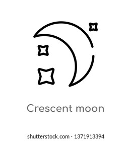 outline crescent moon vector icon. isolated black simple line element illustration from astronomy concept. editable vector stroke crescent moon icon on white background