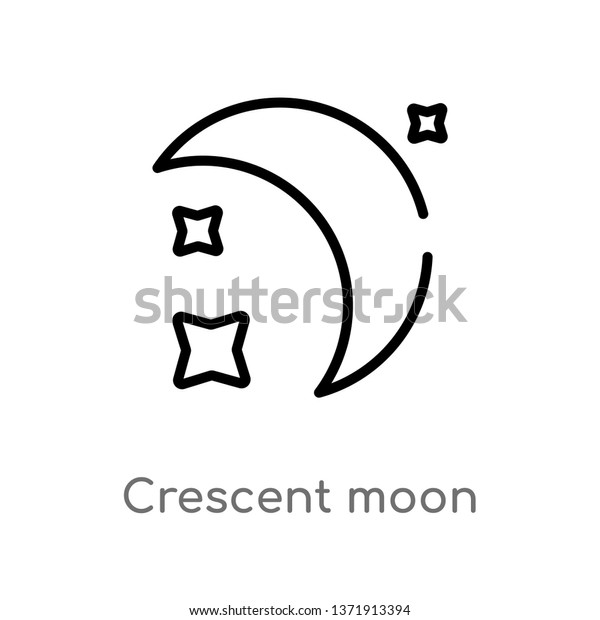 outline crescent\
moon vector icon. isolated black simple line element illustration\
from astronomy concept. editable vector stroke crescent moon icon\
on white background