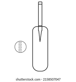 Outline of a cricket ball and wooden bat - sports illustration - competition concept  , vector , icon