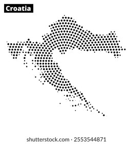 The outline of Croatia is displayed in a dotted style, set against a subtle abstract background with soft lines.