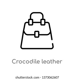 outline crocodile leather bag vector icon. isolated black simple line element illustration from culture concept. editable vector stroke crocodile leather bag icon on white background