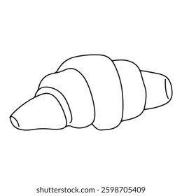 Outline croissant pastry black color. worksheet coloring book page
