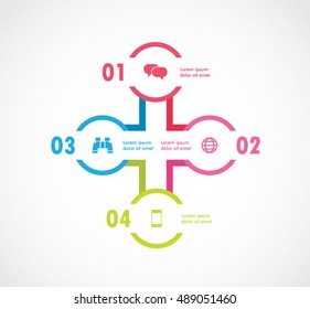 Outline cross round of infographics business elements for report company.