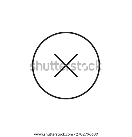 Outline cross or 'X' mark in circle for closing or deleting actions.