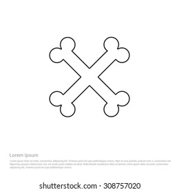 Outline crossed bones Icon, Vector Illustration, Flat pictogram icon