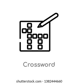 outline crossword vector icon. isolated black simple line element illustration from free time concept. editable vector stroke crossword icon on white background