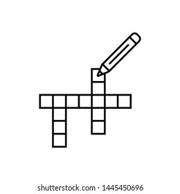 outline crossword vector icon. isolated black simple line element illustration from free time concept.