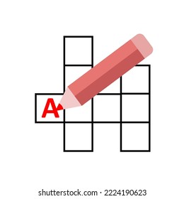 outline crossword vector icon. with pencil. isolated black simple line element illustration from free time concept.