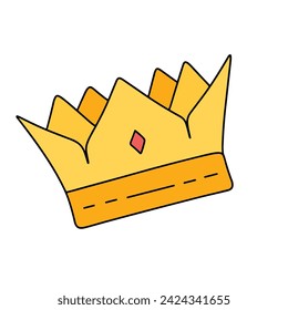 Outline Crown in doodle style isolated on white background. Hand drawn vector art