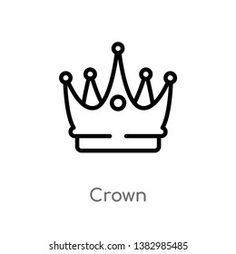 outline crown vector icon. isolated black simple line element illustration from luxury concept. editable vector stroke crown icon on white background