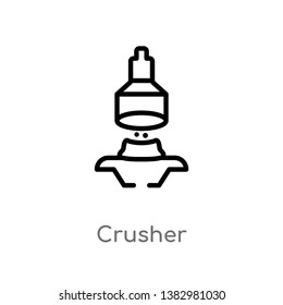 outline crusher vector icon. isolated black simple line element illustration from industry concept. editable vector stroke crusher icon on white background