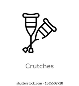 outline crutches vector icon. isolated black simple line element illustration from medical concept. editable vector stroke crutches icon on white background