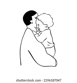 Outline crying baby illustration. Vector cartoon illustration
