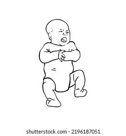 Outline Crying Baby Illustration. Vector Cartoon Illustration