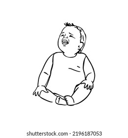 Outline crying baby illustration. Vector cartoon illustration