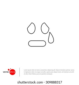 Outline Crying Smiley Icon, Vector Illustration, Flat pictogram icon