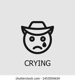 Outline crying vector icon. Crying illustration for web, mobile apps, design. Crying vector symbol.