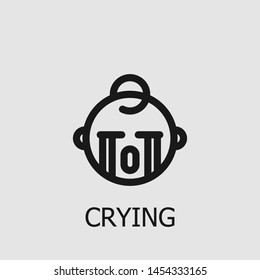 Outline crying vector icon. Crying illustration for web, mobile apps, design. Crying vector symbol.