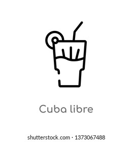 outline cuba libre vector icon. isolated black simple line element illustration from drinks concept. editable vector stroke cuba libre icon on white background