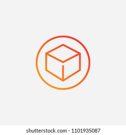 Outline cube icon,gradent illustration,vector box sign symbol