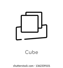 outline cube vector icon. isolated black simple line element illustration from education 2 concept. editable vector stroke cube icon on white background