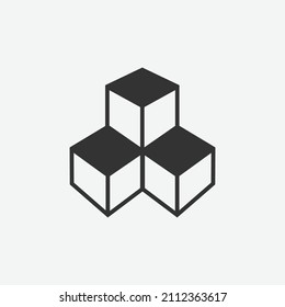 Icono de cubos de contorno ilustración vectorial de diseño plano sobre fondo blanco.