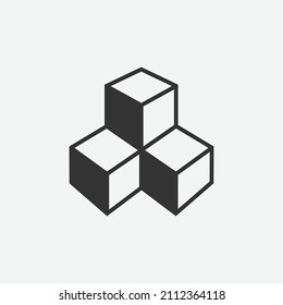 Outline cubes icon flat design vector illustration on white background.