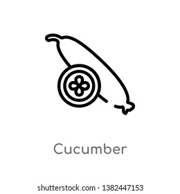 outline cucumber vector icon. isolated black simple line element illustration from fruits concept. editable vector stroke cucumber icon on white background