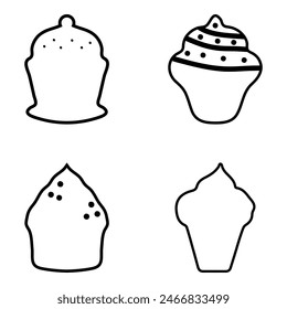 Outline Cup cake set icon. Flat style food vector