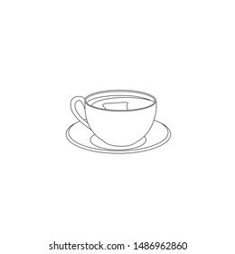 Outline Cup Coffee flat logo vector illustration. chocolate color and white background. fresh caffee icon clean.