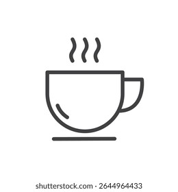 Outline cup of coffee icon isolated flat design vector illustration on white background.