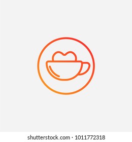 Outline cup in heart valentines day icon.gradient illustration isolated vector sign symbol