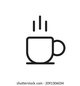 el contorno de un logotipo de icono de taza de café caliente plana