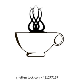 Outline cup with tea or coffee hand draw vector illustration. Can be use for logo, label and web site icon
