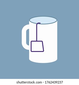 Símbolo de la copa de té. Símbolo de tazón de bebida caliente, logo de descanso de café aislado. Ilustración de vectores de arte plano