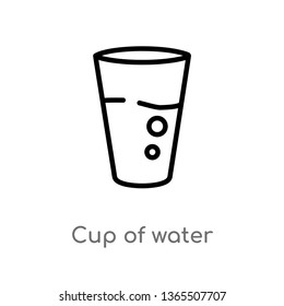Outline Cup Of Water Vector Icon. Isolated Black Simple Line Element Illustration From Measurement Concept. Editable Vector Stroke Cup Of Water Icon On White Background