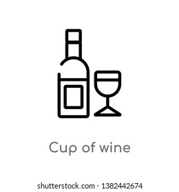 outline cup of wine vector icon. isolated black simple line element illustration from food concept. editable vector stroke cup of wine icon on white background