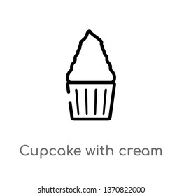 outline cupcake with cream vector icon. isolated black simple line element illustration from bistro and restaurant concept. editable vector stroke cupcake with cream icon on white background